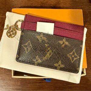 NEW Burgundy and Brown Monogram Card Holder